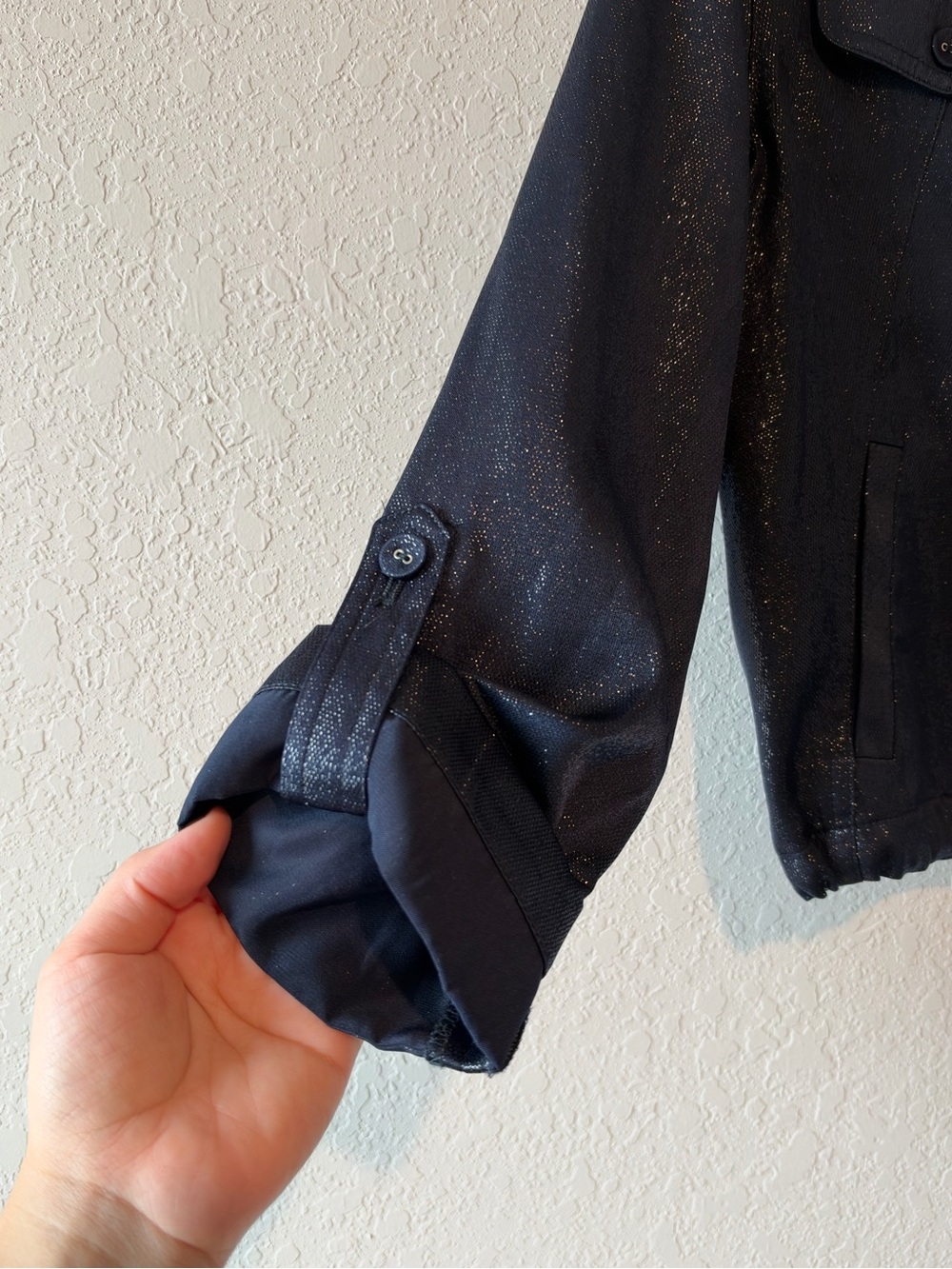 Ruby Rd. Black Shimmery Button-Front Jean Jacket - Picture 2 of 4